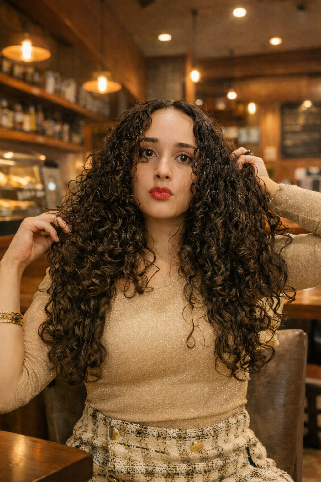 Mujer con cabello rizado